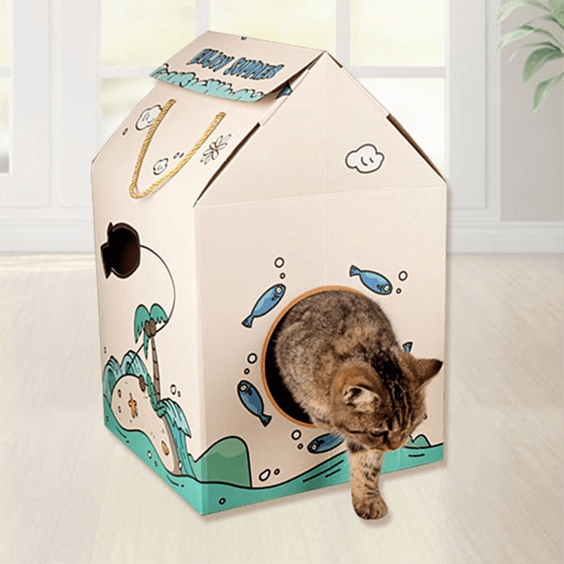 Casa para dormir de gato de papel corrugado