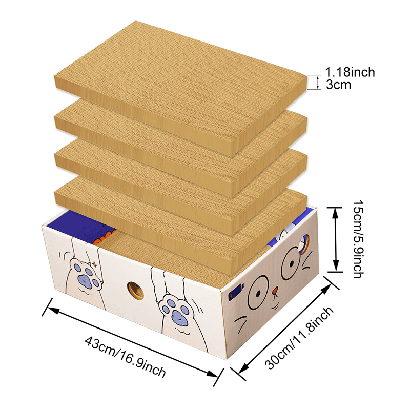 Caja de arena para gatos de papel corrugado